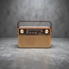 Brown wooden vintage radio, old-fashioned Bluetooth speaker, electronic tube sound effect, home decoration item Application Scenario
